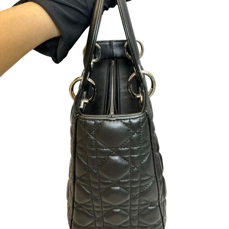 Medium Lady Dior Lambskin Cannage Black SHW