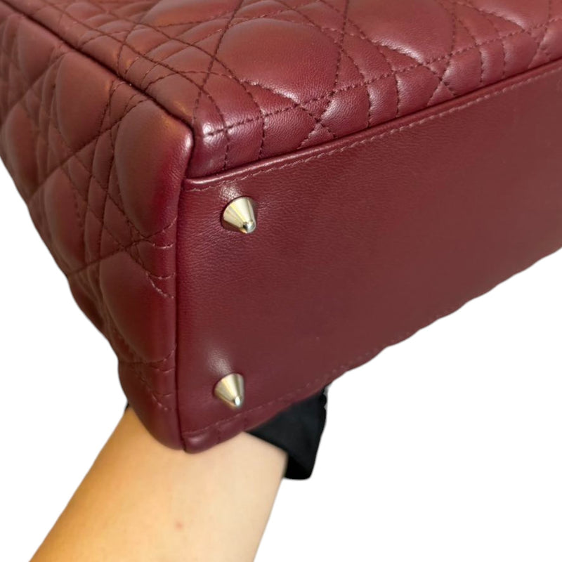 Lady Dior Medium Lambskin Cannage Burgundy SHW