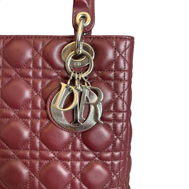 Lady Dior Medium Lambskin Cannage Burgundy SHW