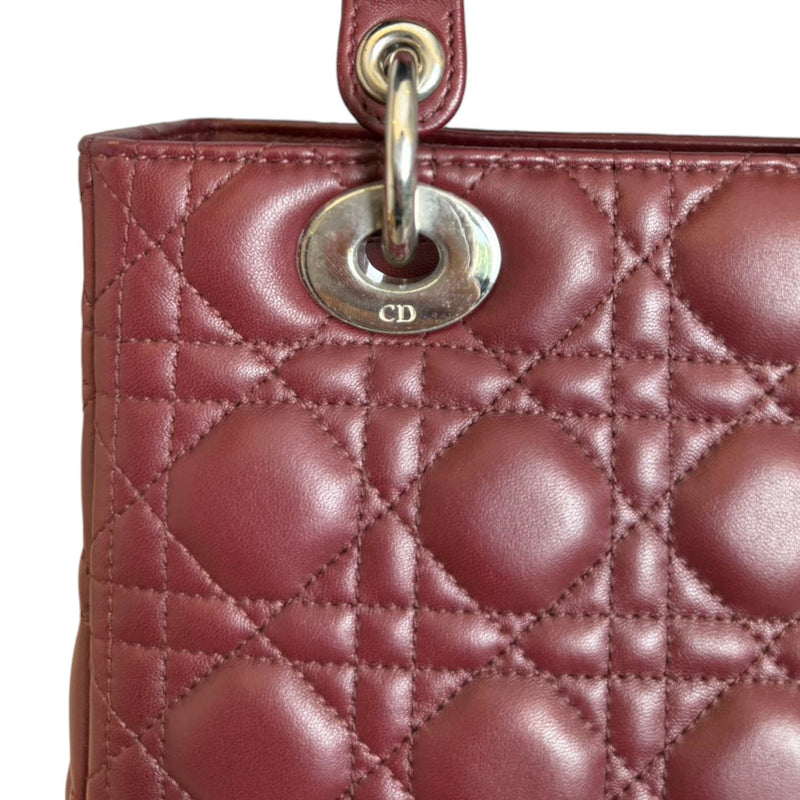 Lady Dior Medium Lambskin Cannage Burgundy SHW