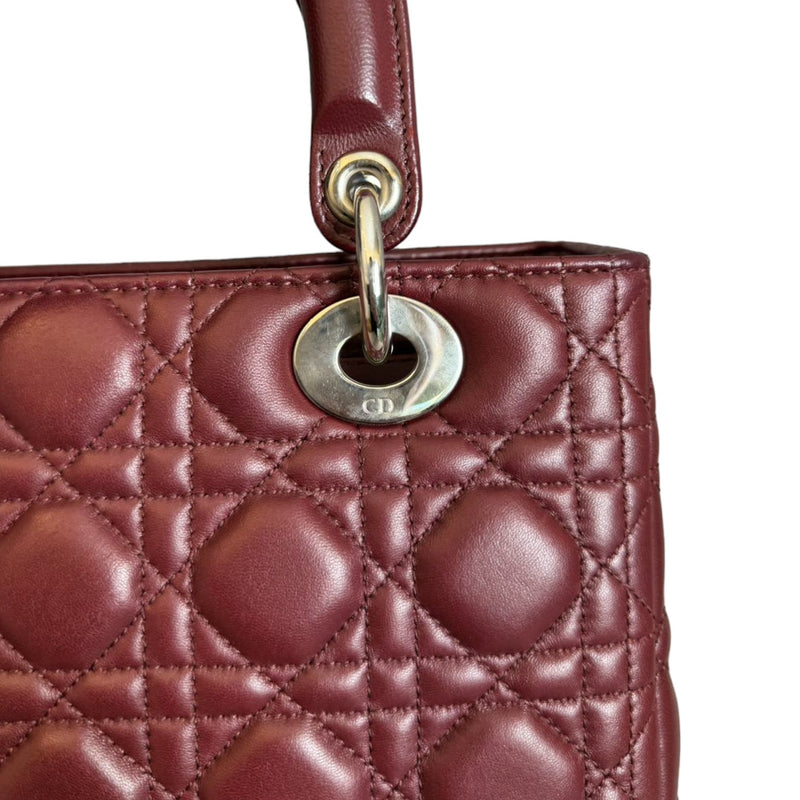 Lady Dior Medium Lambskin Cannage Burgundy SHW