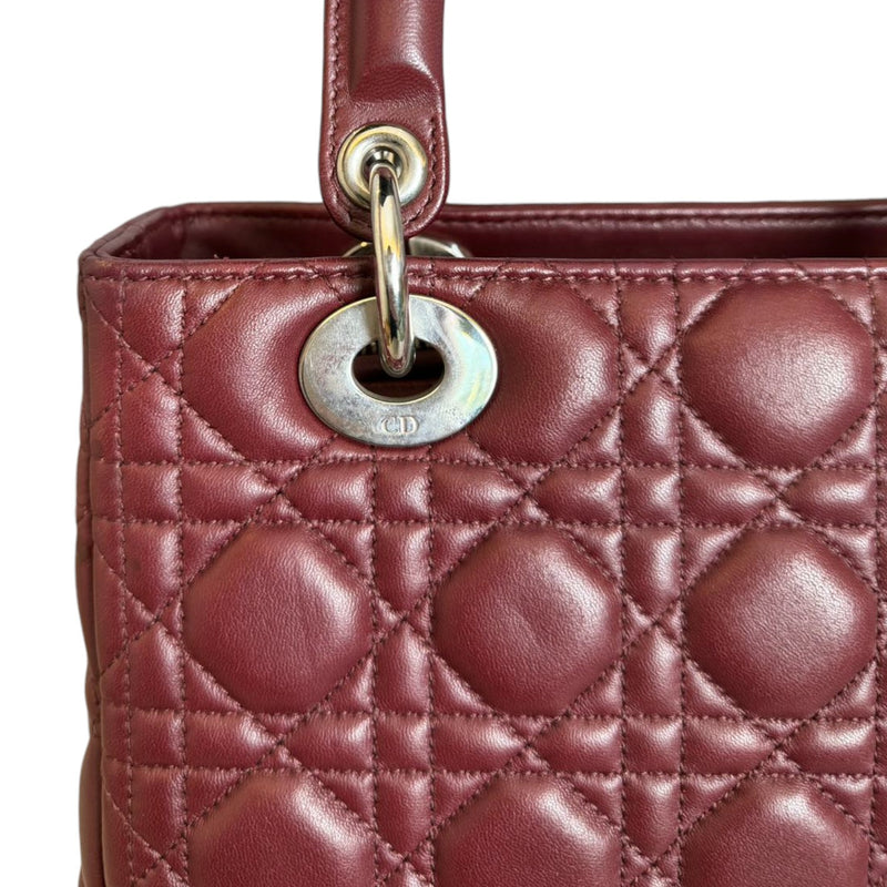 Lady Dior Medium Lambskin Cannage Burgundy SHW