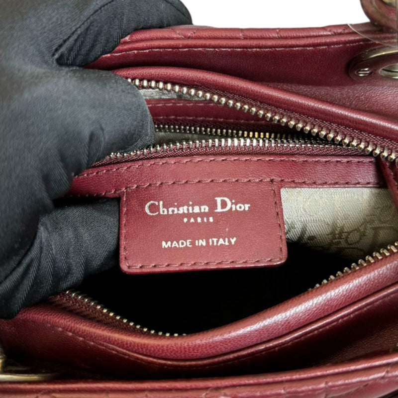 Lady Dior Medium Lambskin Cannage Burgundy SHW