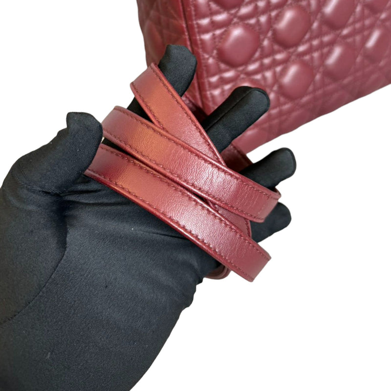 Lady Dior Medium Lambskin Cannage Burgundy SHW