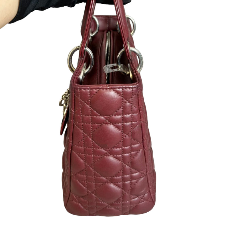 Lady Dior Medium Lambskin Cannage Burgundy SHW