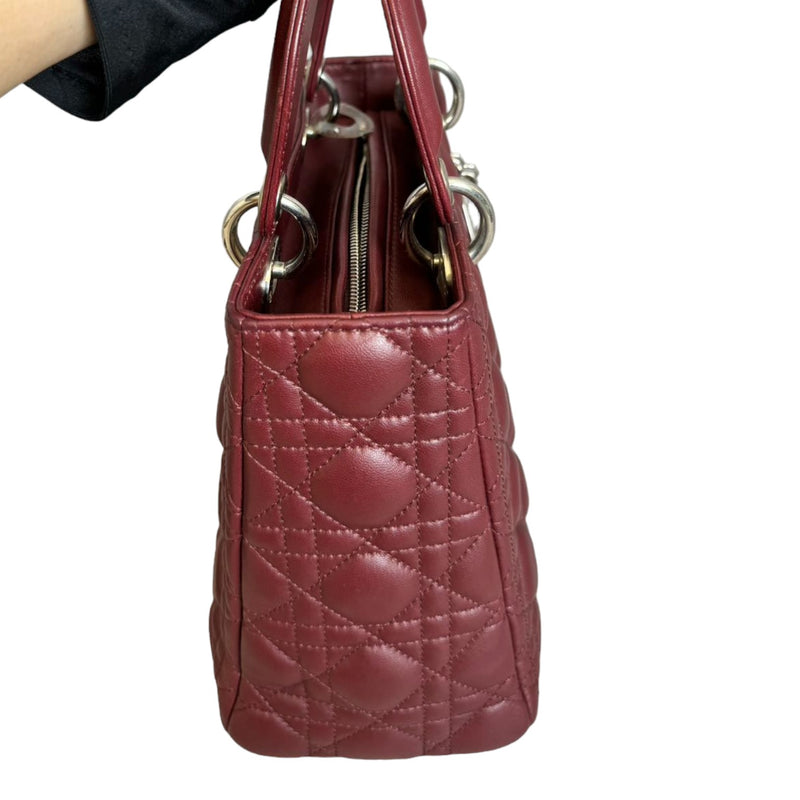 Lady Dior Medium Lambskin Cannage Burgundy SHW