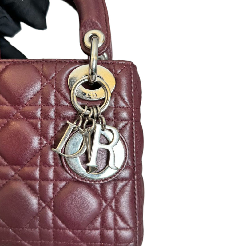 Lady Dior Mini Crystal Lambskin Burgundy SHW