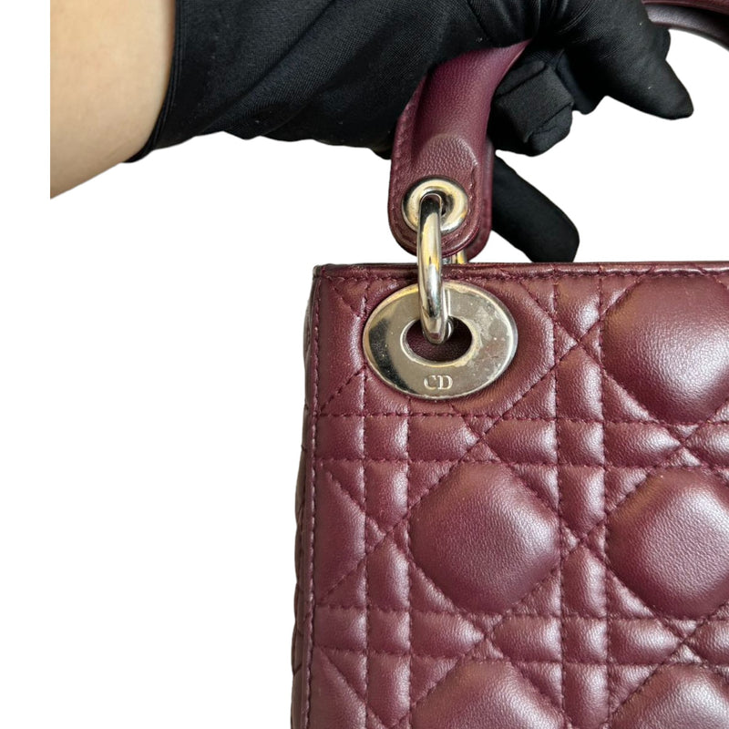 Lady Dior Mini Crystal Lambskin Burgundy SHW