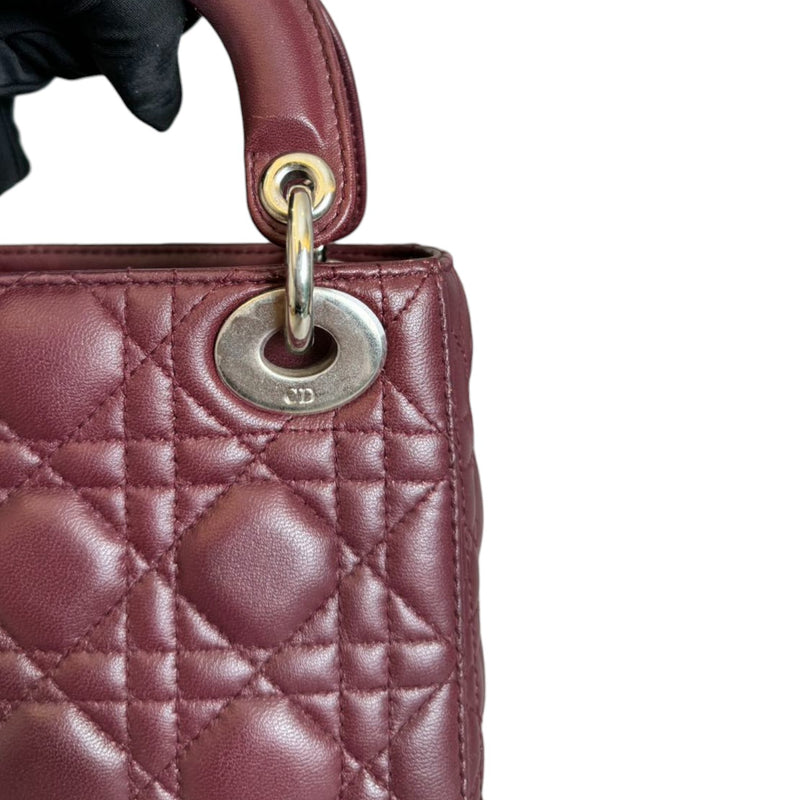 Lady Dior Mini Crystal Lambskin Burgundy SHW