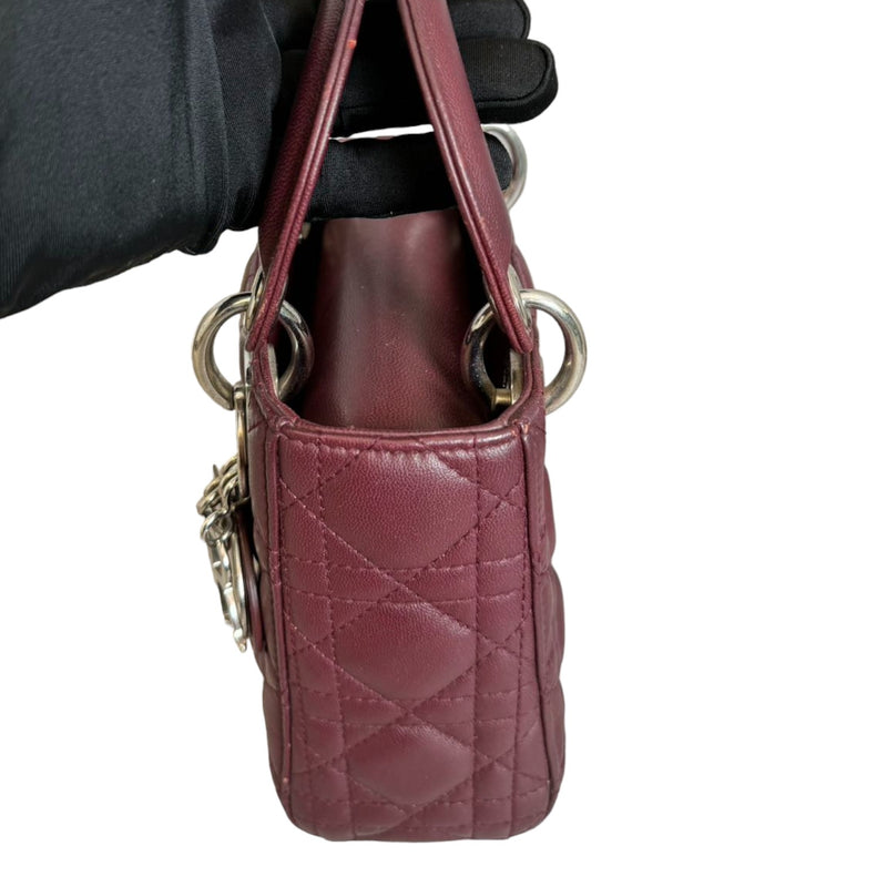 Lady Dior Mini Crystal Lambskin Burgundy SHW