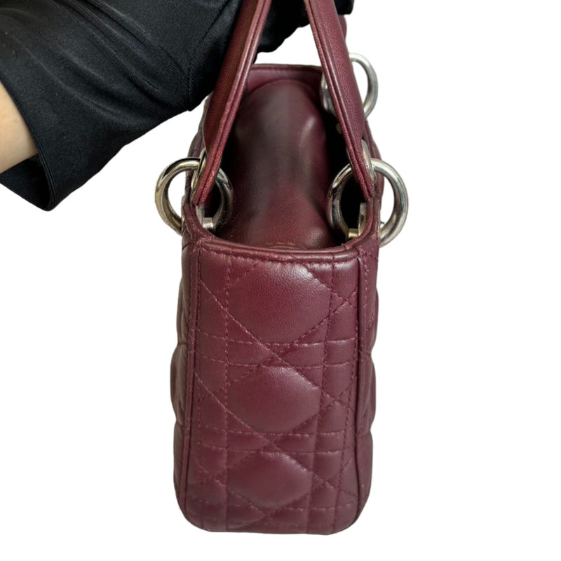 Lady Dior Mini Crystal Lambskin Burgundy SHW