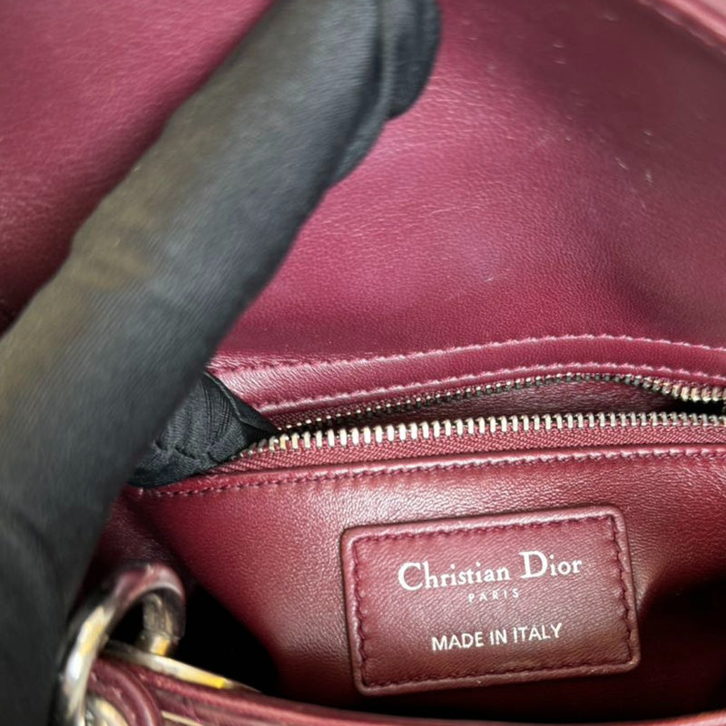 Lady Dior Mini Crystal Lambskin Burgundy SHW