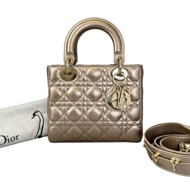 My ABCDior Lady Dior Small Lambskin Metallic Rose Gold GHW