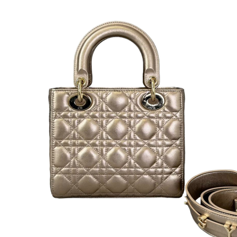 My ABCDior Lady Dior Small Lambskin Metallic Rose Gold GHW