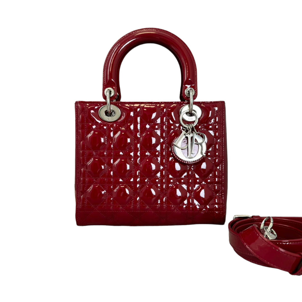 Lady Dior Medium Patent Cannage Red SHW