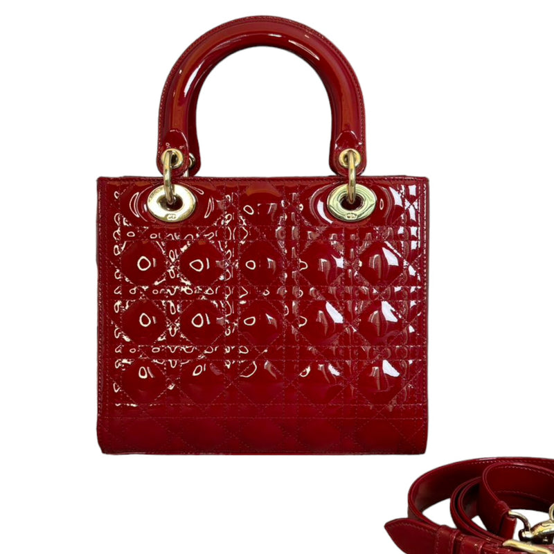 Lady Dior Medium Patent Cannage Red GHW