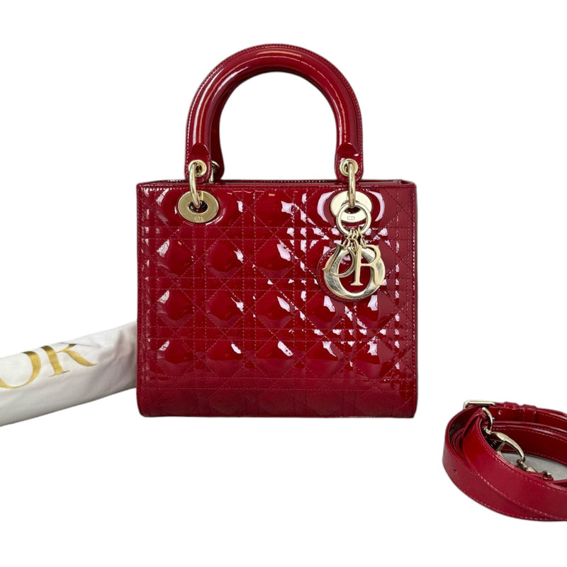 Lady Dior Medium Patent Cannage Red GHW