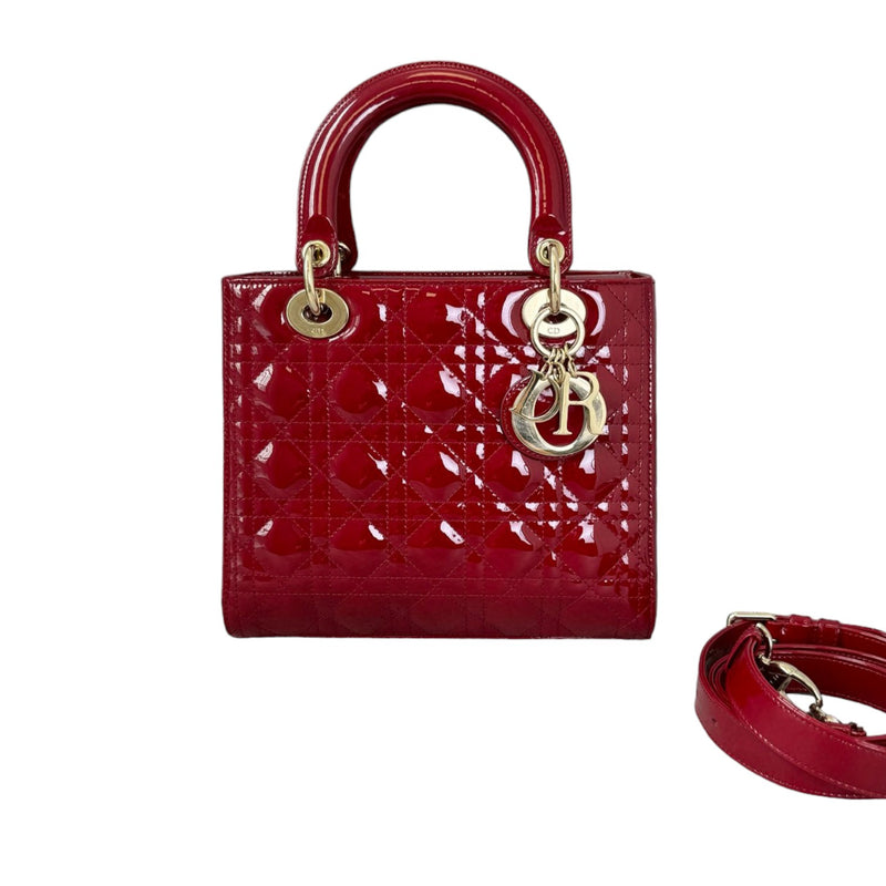 Lady Dior Medium Patent Cannage Red GHW