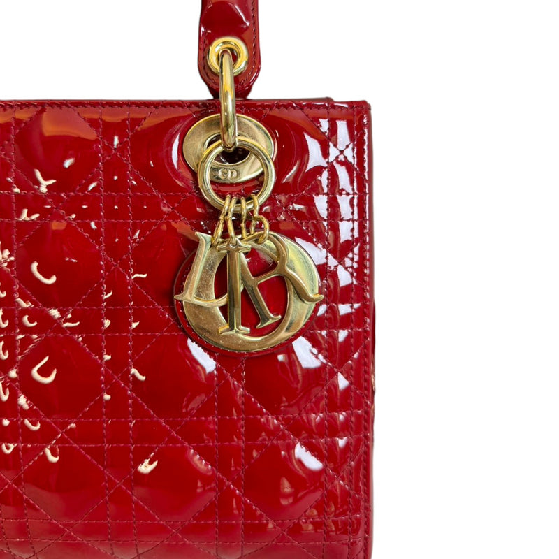 Lady Dior Medium Patent Cannage Red GHW