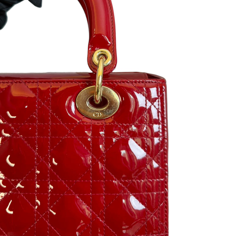 Lady Dior Medium Patent Cannage Red GHW