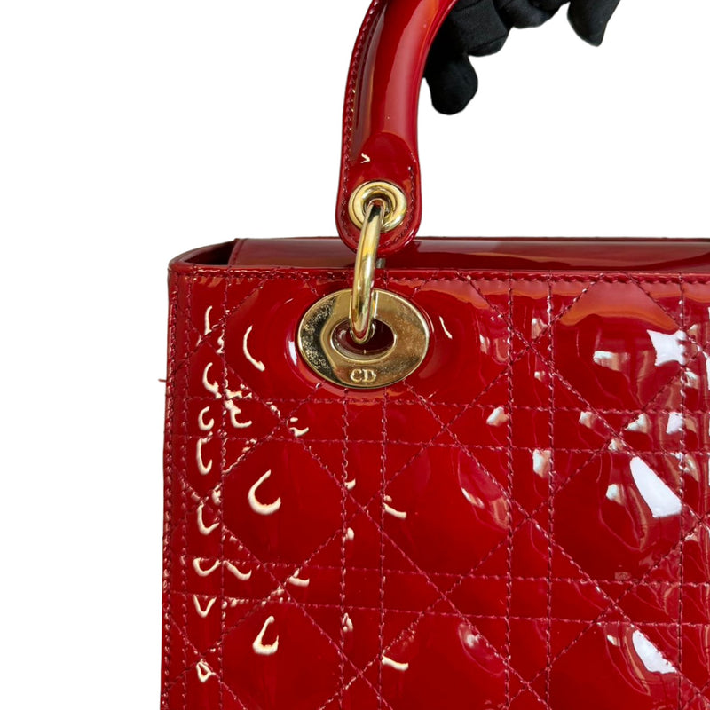 Lady Dior Medium Patent Cannage Red GHW