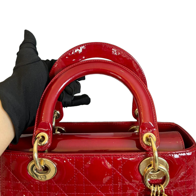 Lady Dior Medium Patent Cannage Red GHW