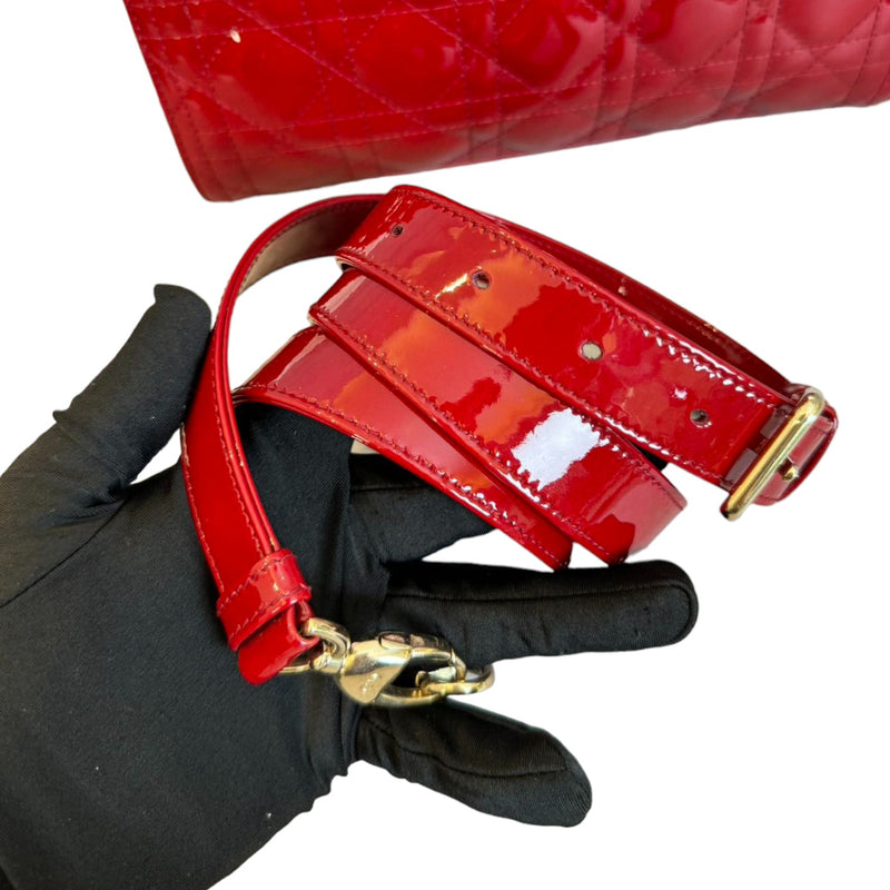 Lady Dior Medium Patent Cannage Red GHW