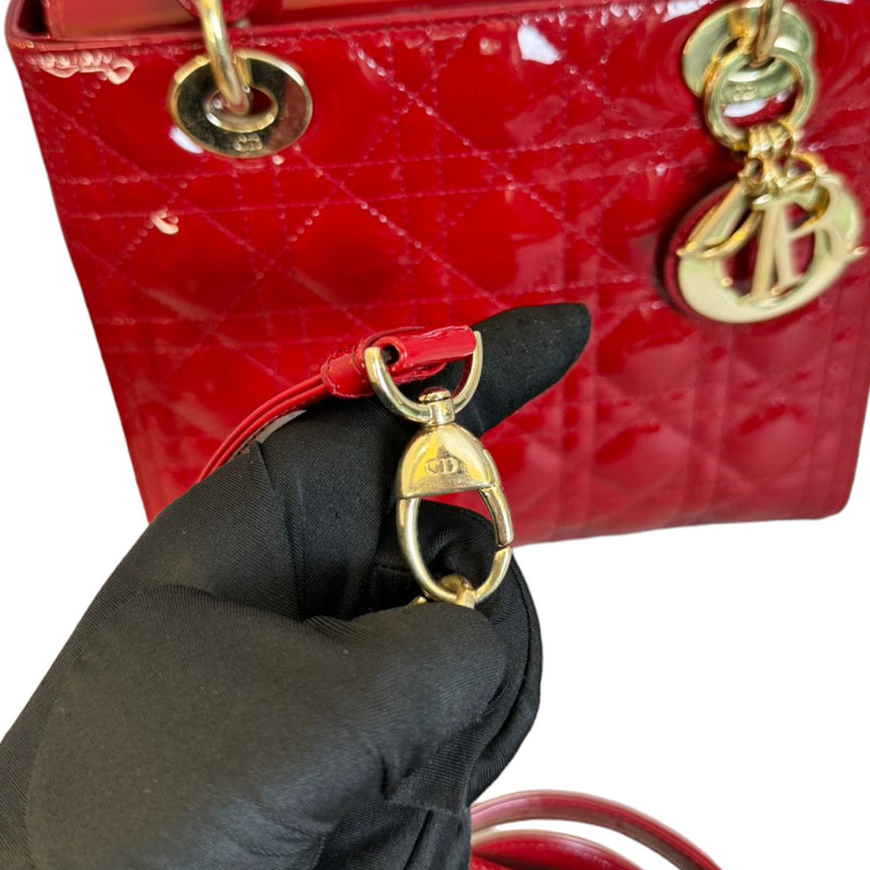 Lady Dior Medium Patent Cannage Red GHW