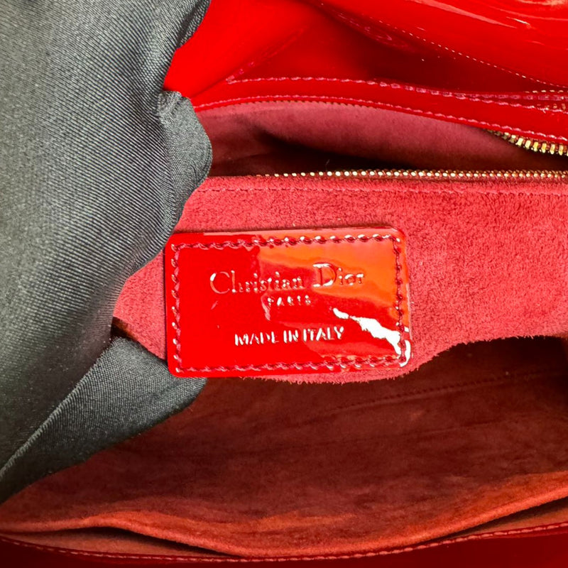 Lady Dior Medium Patent Cannage Red GHW