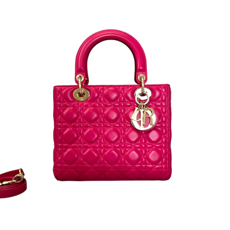 Lady Dior Medium Lambskin Cannage Pink GHW