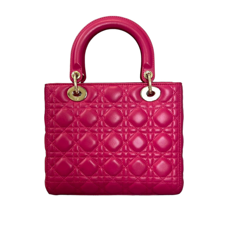 Lady Dior Medium Lambskin Cannage Pink GHW