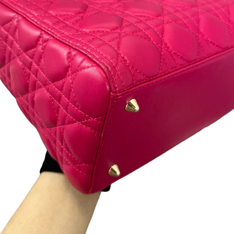 Lady Dior Medium Lambskin Cannage Pink GHW