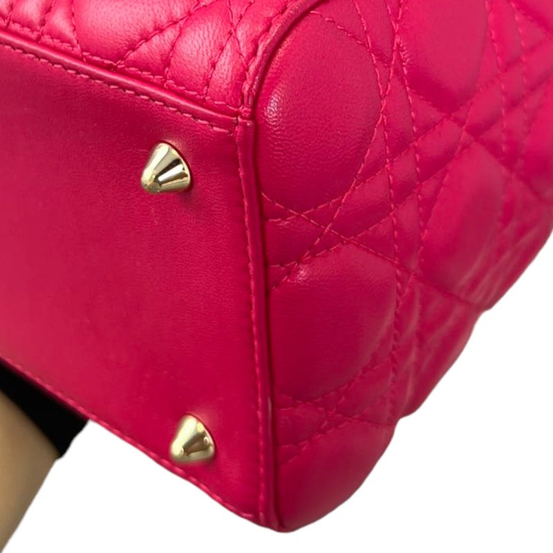 Lady Dior Medium Lambskin Cannage Pink GHW