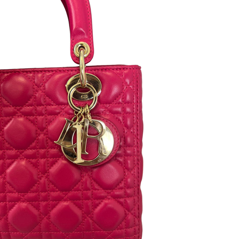 Lady Dior Medium Lambskin Cannage Pink GHW