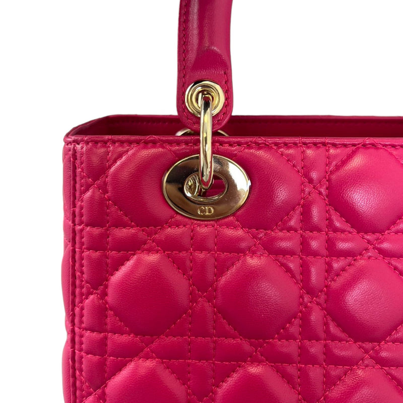 Lady Dior Medium Lambskin Cannage Pink GHW