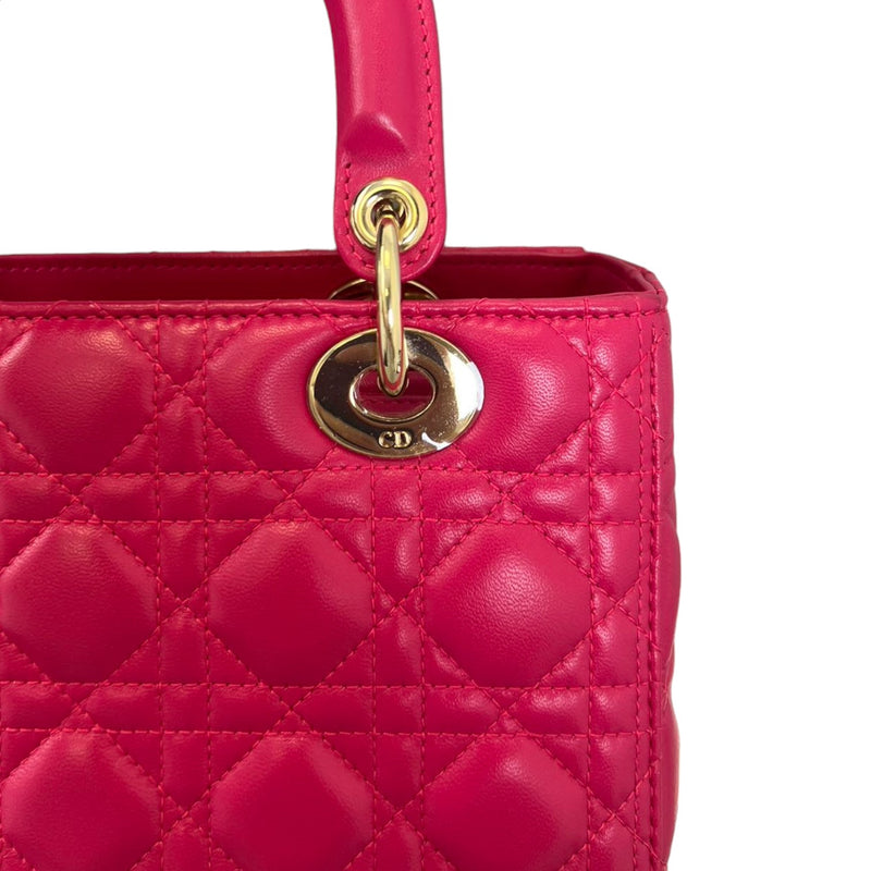 Lady Dior Medium Lambskin Cannage Pink GHW