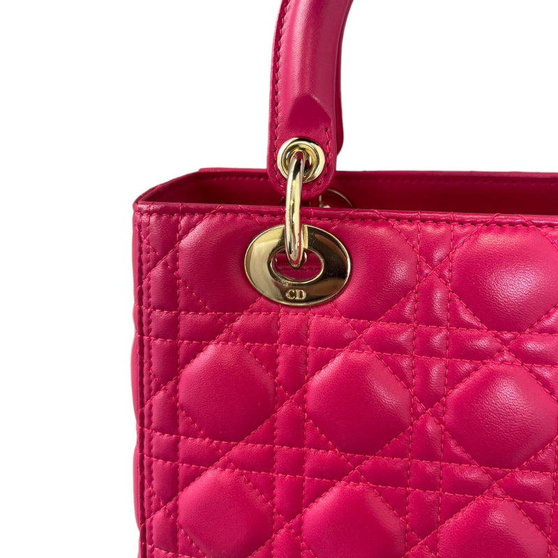 Lady Dior Medium Lambskin Cannage Pink GHW