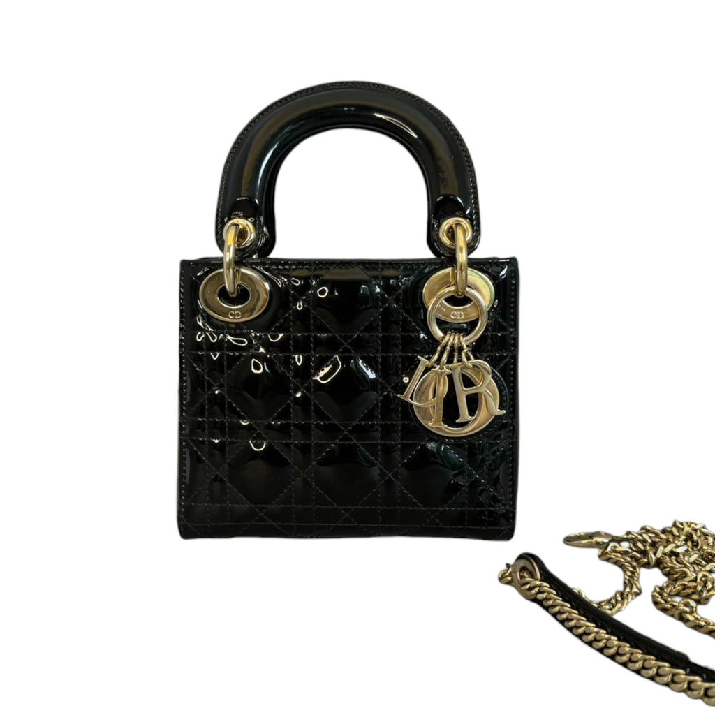 Lady Dior Mini Patent Cannage Black GHW (Copy)