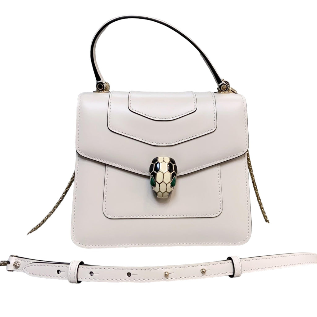 Serpenti Forever Top Handle Calfskin White GHW