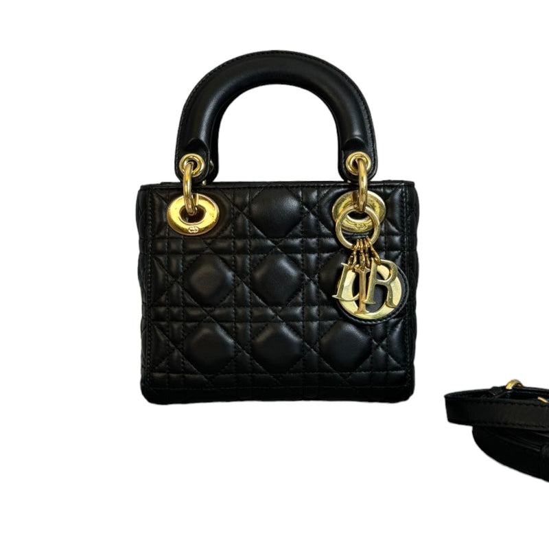 Lady Dior Mini Lambskin Cannage  Black GHW