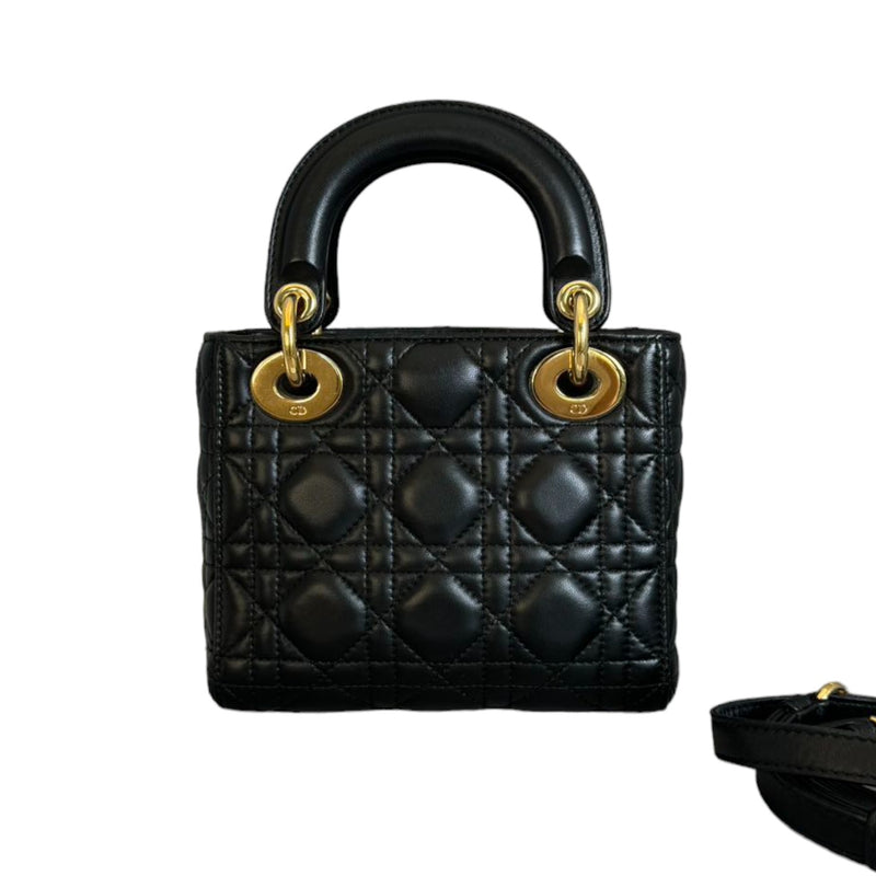 Lady Dior Mini Lambskin Cannage  Black GHW