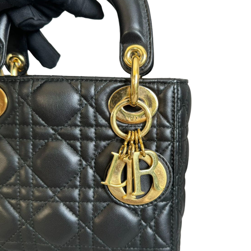 Lady Dior Mini Lambskin Cannage  Black GHW