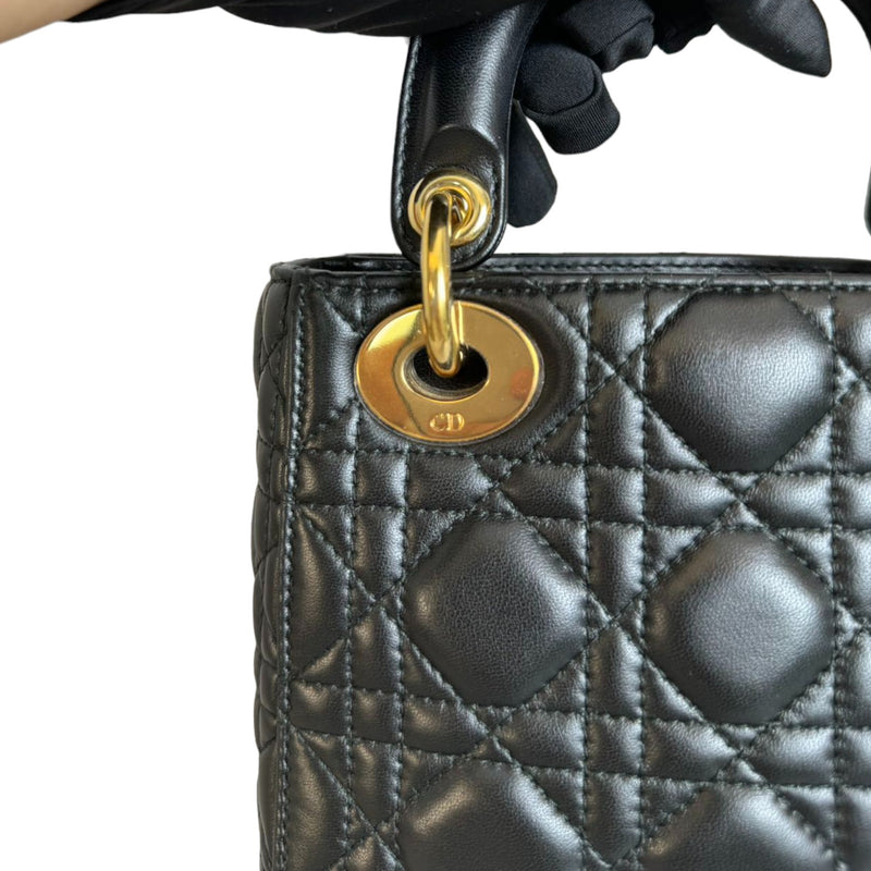 Lady Dior Mini Lambskin Cannage  Black GHW