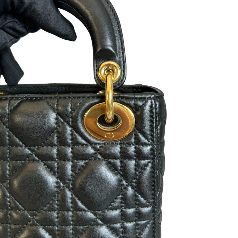 Lady Dior Mini Lambskin Cannage  Black GHW