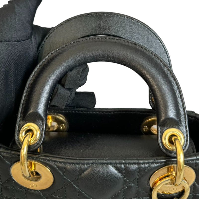 Lady Dior Mini Lambskin Cannage  Black GHW