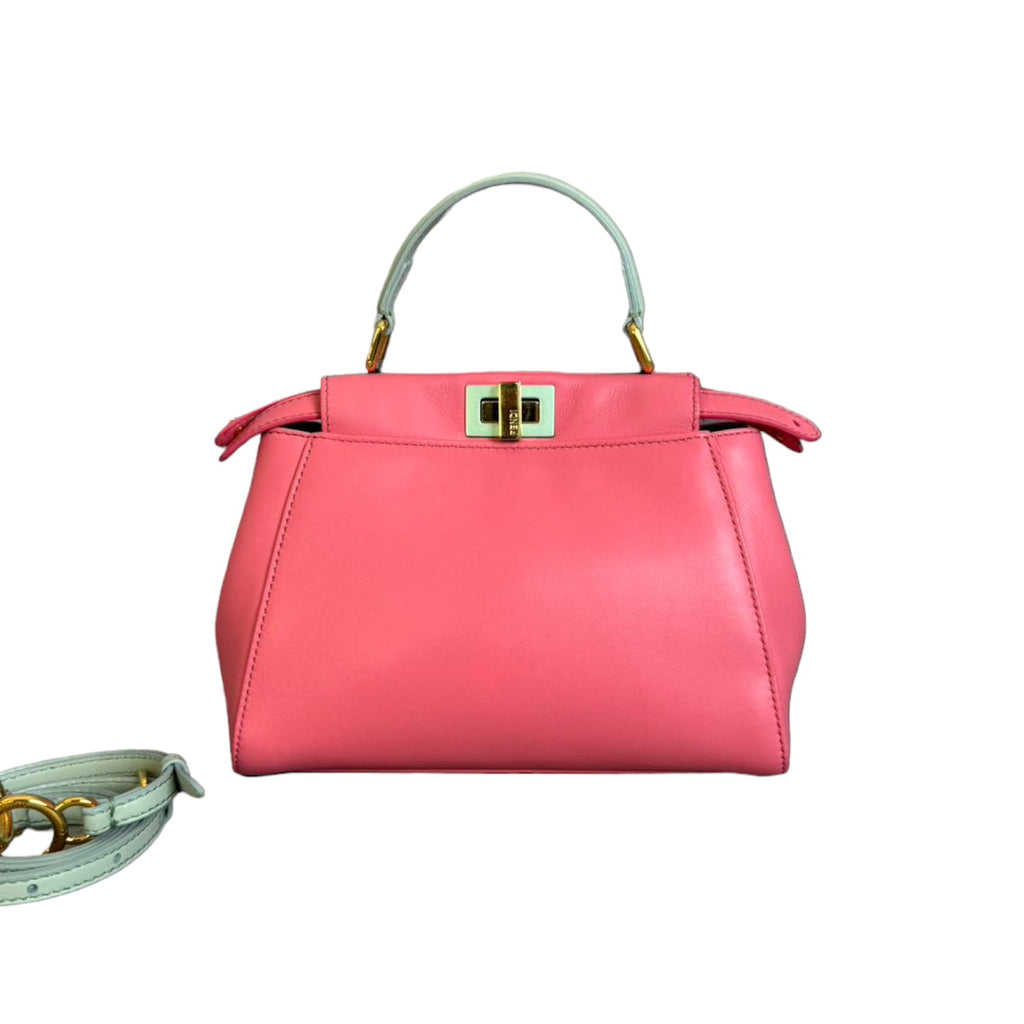 Peekaboo Iconic Satchel Mini Nappa Colorblock Pink GHW