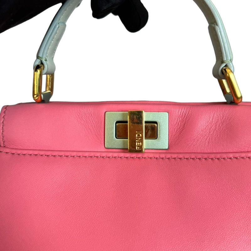 Peekaboo Iconic Satchel Mini Nappa Colorblock Pink GHW