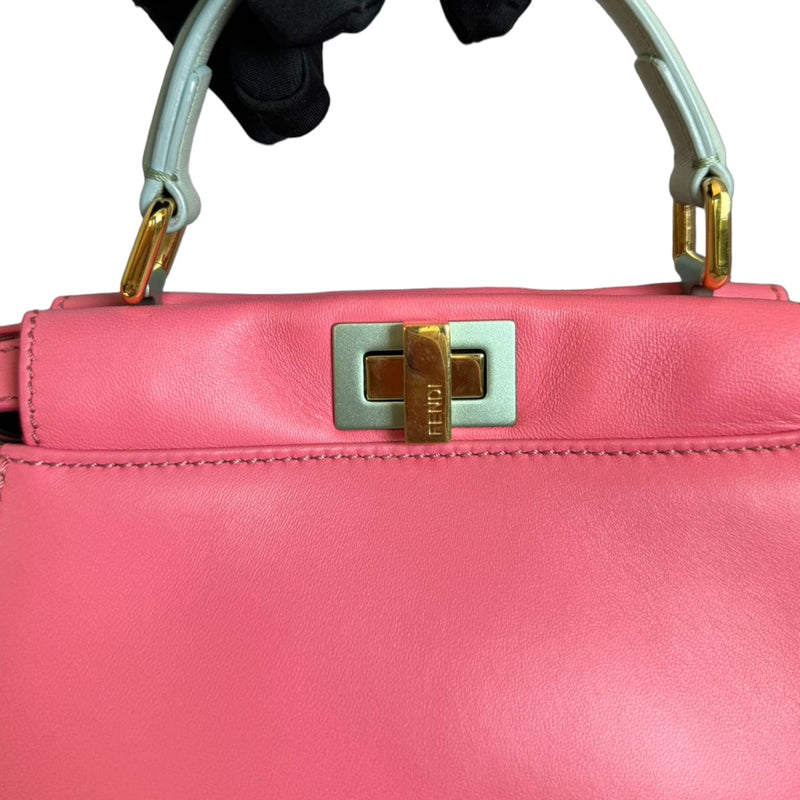 Peekaboo Iconic Satchel Mini Nappa Colorblock Pink GHW