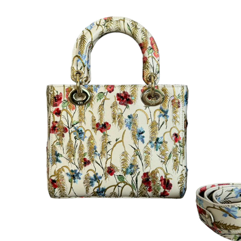 Lady Dior Calfskin Hibiscus Printed Embroidered Multicolor GHW