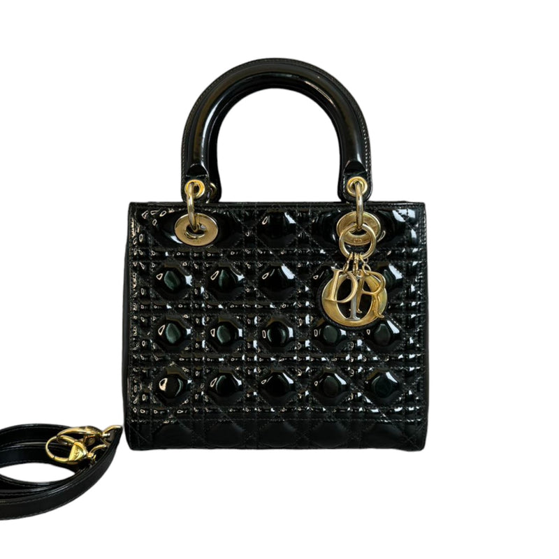 Lady Dior Medium Patent Cannage Black GHW